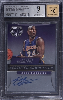 2014-15 Panini Totally Certified "Certified Competitor Autographs" #C-KB Kobe Bryant Signed Card (#55/99) - BGS MINT 9/BGS 10